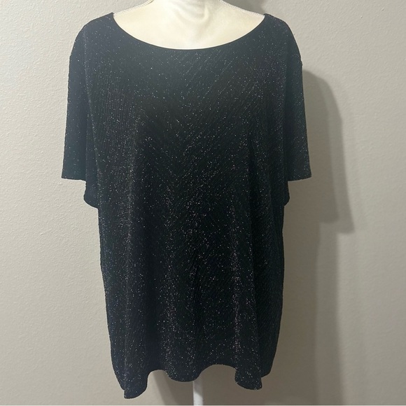 Calvin Klein Black with Silver Metallic Pullover Blouse Plus Size 3X (22/24) - Picture 1 of 12